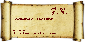 Formanek Mariann névjegykártya