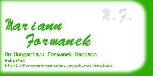 mariann formanek business card